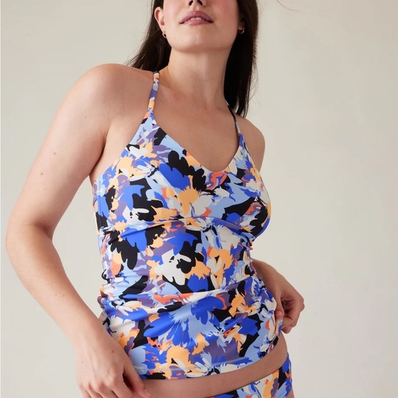 🌹ATHLETA WINDSOME ABSTRACT BLUE TANKINI TOP - Picture 1 of 6